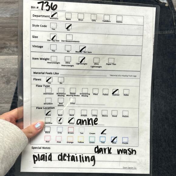 Vintage Raider Infamous Blue Dark Wash Womens‎ 16 Plaid Trim Straight Leg Jeans - Picture 13 of 13